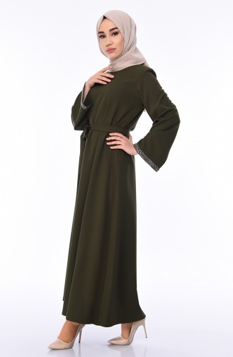 Khaki Hijab Dress 0887A-03