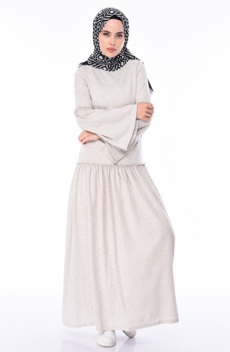 Beige Hijab Dress 5016-01