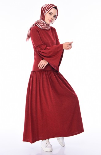 Claret Red Hijab Dress 5016-02