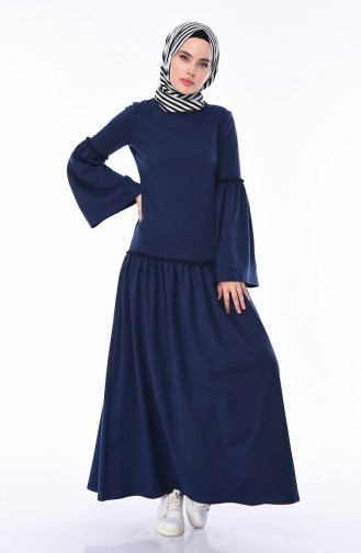 Light Navy Blue Hijab Dress 5016-03