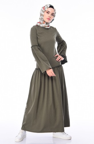 Khaki Hijab Dress 5016-10