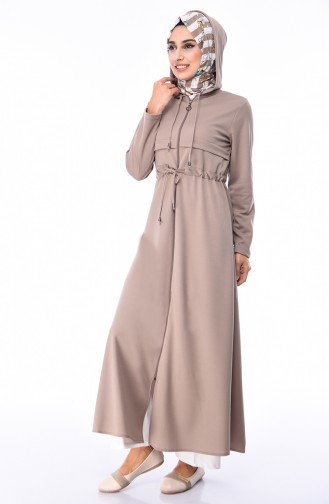 Abaya a Capuche et Fermeture 7915-06 Vison 7915-06