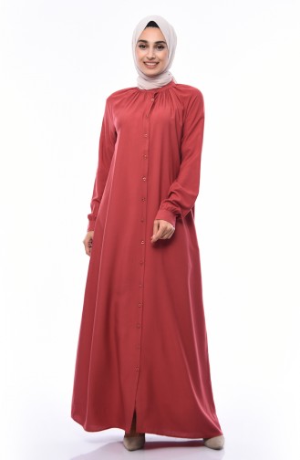 Ziegelrot Hijab Kleider 8119-04