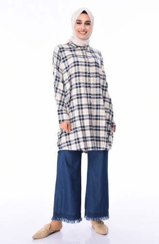 Pantalon Jean a Franges 8071-02 Bleu Marine 8071-02