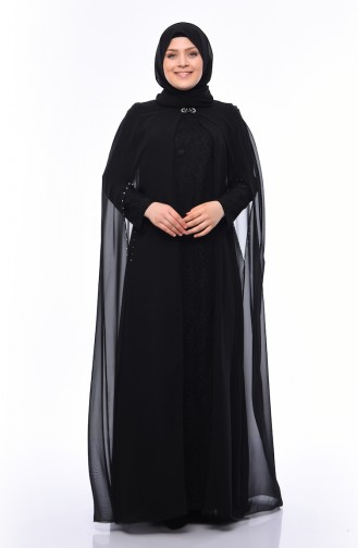 Black Hijab Evening Dress 1307-02