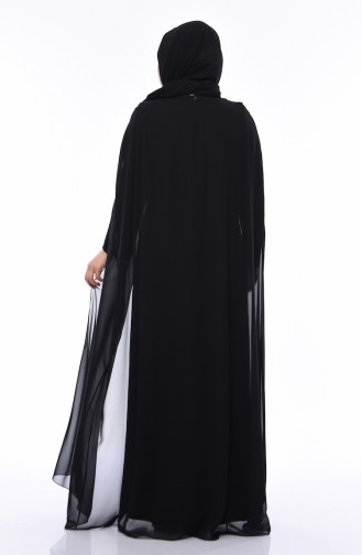 Schwarz Hijab-Abendkleider 1307-02