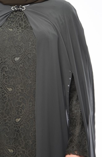 Khaki Hijab-Abendkleider 1307-05