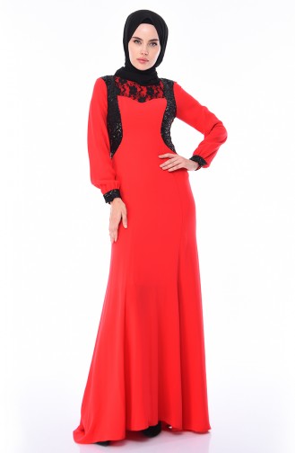 Robe de Soirée a Paillettes 4151-01 Rouge 4151-01