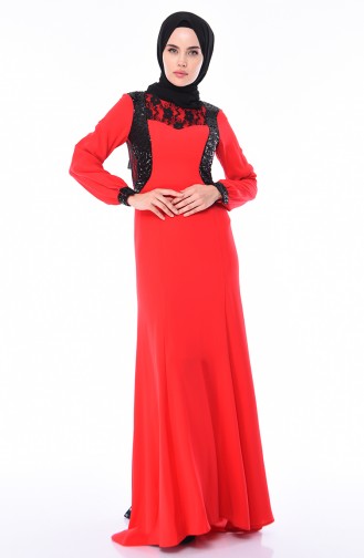 Rot Hijab-Abendkleider 4151-01