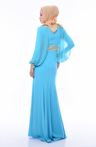Turquoise İslamitische Avondjurk 4275-01