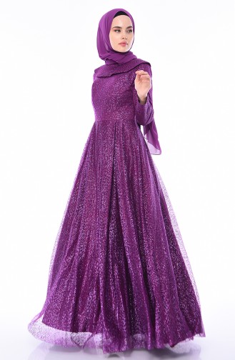 Purple Hijab Evening Dress 4480-01