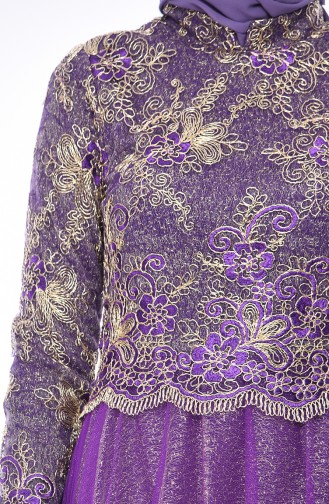 Purple Hijab Evening Dress 4536-01
