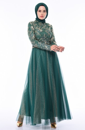 Robe de Soirée à Dentelle 4536-02 Vert emeraude 4536-02