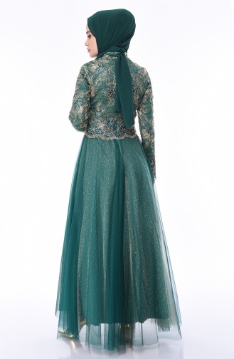 Robe de Soirée à Dentelle 4536-02 Vert emeraude 4536-02