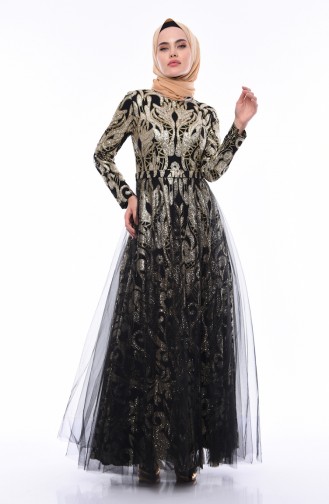 Schwarz Hijab-Abendkleider 4547-01