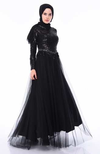 Robe de Soirée a Paillettes 4700-01 Noir 4700-01