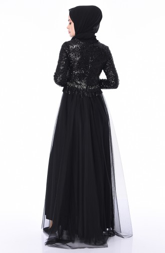 Black Hijab Evening Dress 4700-01