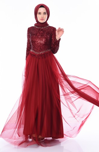 Robe de Soirée a Paillettes 4700-02 Bordeaux 4700-02