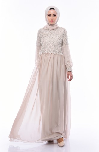 Robe de Soirée a Dentelle 8959-01 Beige 8959-01