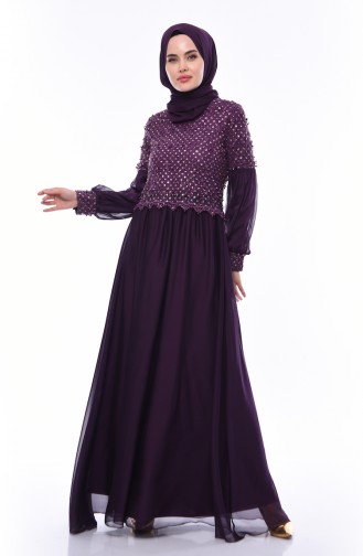Purple Hijab Evening Dress 8959-02