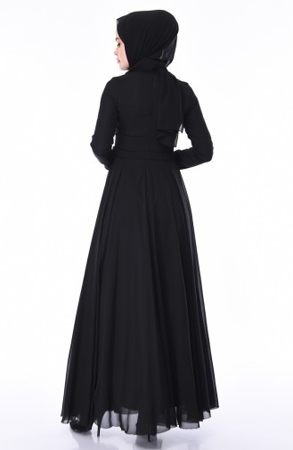 Black Hijab Evening Dress 9346-02