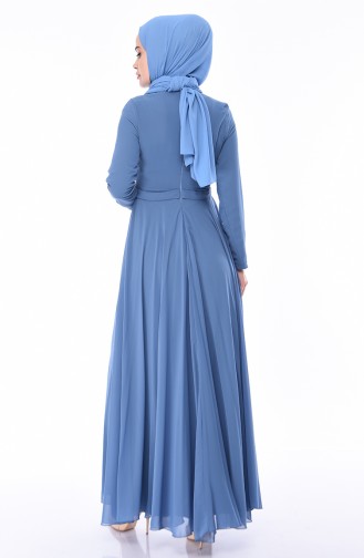 Indigo Hijab Evening Dress 9346-04