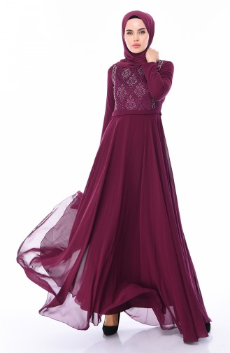 Robe de Soirée Perlées 9346-05 Plum 9346-05