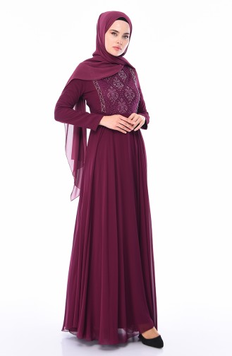 Robe de Soirée Perlées 9346-05 Plum 9346-05