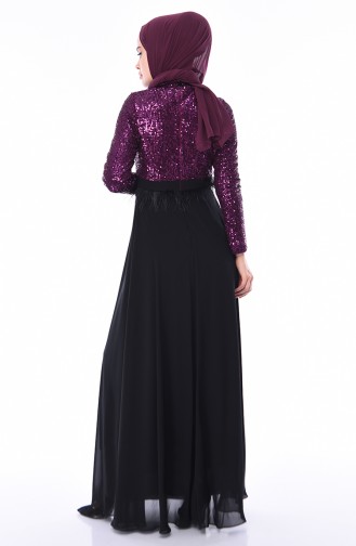 Robe de Soirée a Paillettes 0048A-01 Pourpre Noir 0048A-01