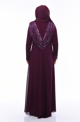 Plum Hijab Evening Dress 1306-01