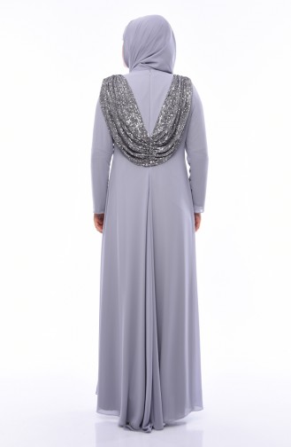 Robe de Soirée a Paillettes Grande Taille 1306-02 Gris 1306-02