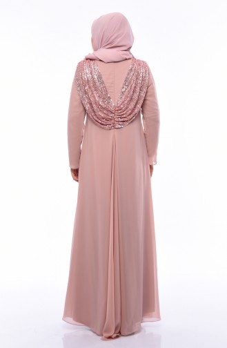 Powder Hijab Evening Dress 1306-03
