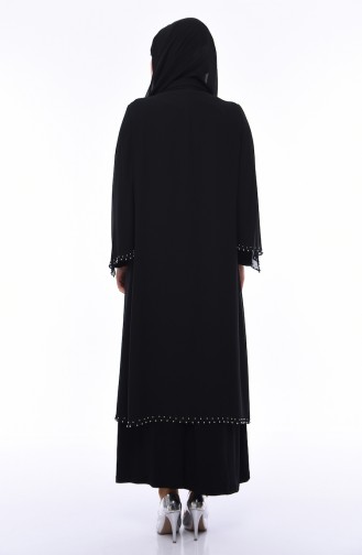 Black Hijab Evening Dress 3142-01