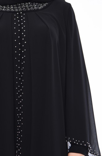 Robe de Soirée Perlées Grande Taille 3142-04 Noir 3142-04