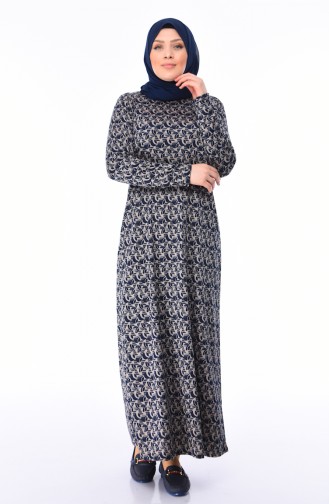 Navy Blue Hijab Dress 8821-01