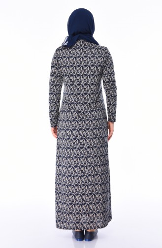 Navy Blue Hijab Dress 8821-01