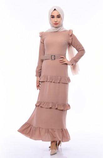 Milk Coffee Hijab Dress 1192-08