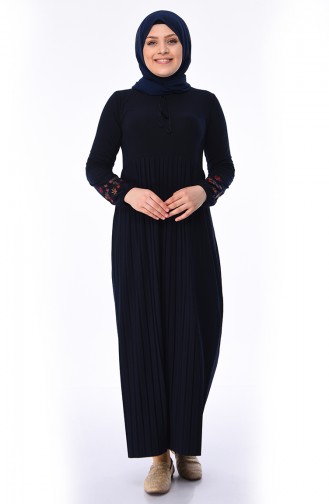 Navy Blue Hijab Dress 6190-04