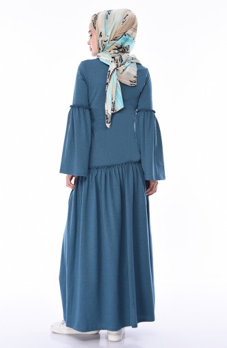 Petroleum Hijab Kleider 5016-04