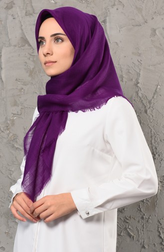 Düz Flamlı Eşarp 2276-05 Mor