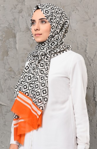 Osmanlı Desen Şal 125-137 Turuncu Siyah