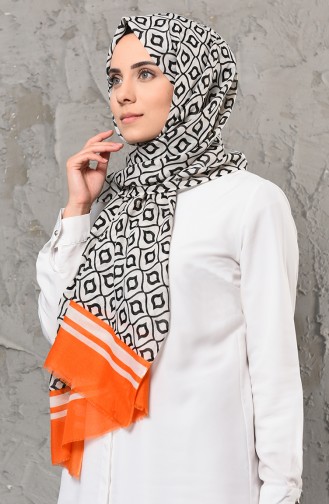 Osmanlı Desen Şal 125-137 Turuncu Siyah