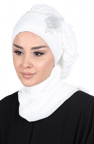 Hazır Şifon Türban HT0062-24 Kırık Beyaz