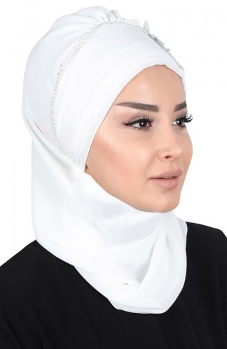Hazır Şifon Türban HT0062-24 Kırık Beyaz