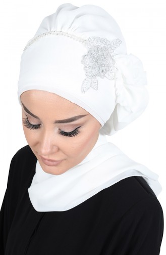 Hazır Şifon Türban HT0062-24 Kırık Beyaz