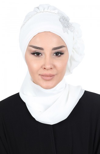 Hazır Şifon Türban HT0062-24 Kırık Beyaz