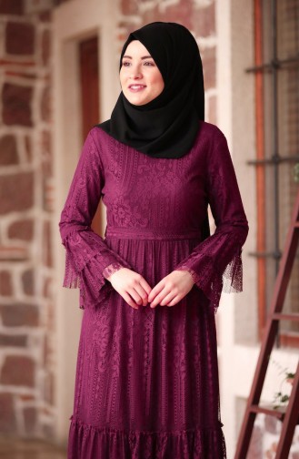 Lacing Dress with Belt 3152-03 Purple 3152-03