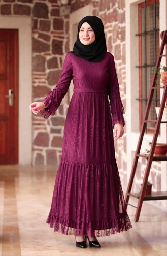 Lacing Dress with Belt 3152-03 Purple 3152-03