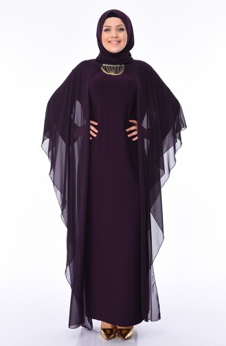 Purple Hijab Evening Dress 3002-02