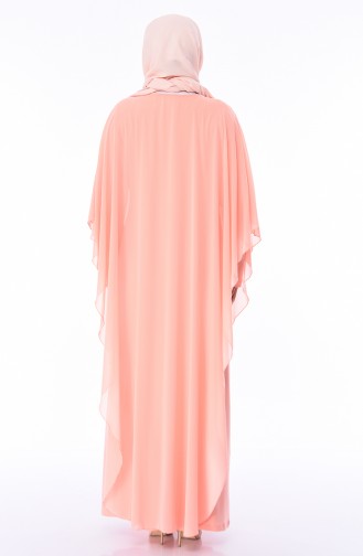Salmon Hijab Evening Dress 3002-03